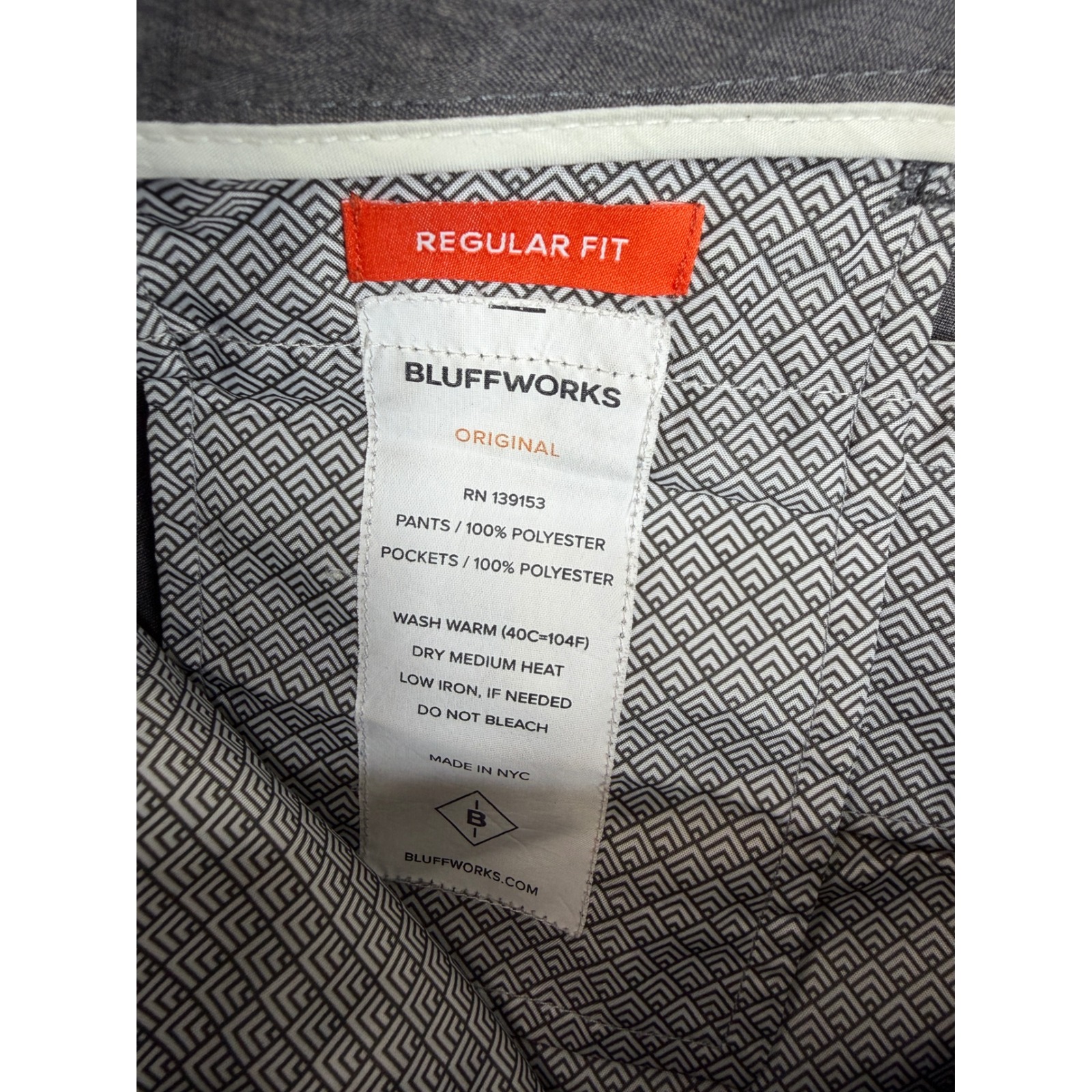 Bluffworks Original Regular Fit Mens 31x30 Gray Chino Travel Tech Pants Modern — image 7 of 8